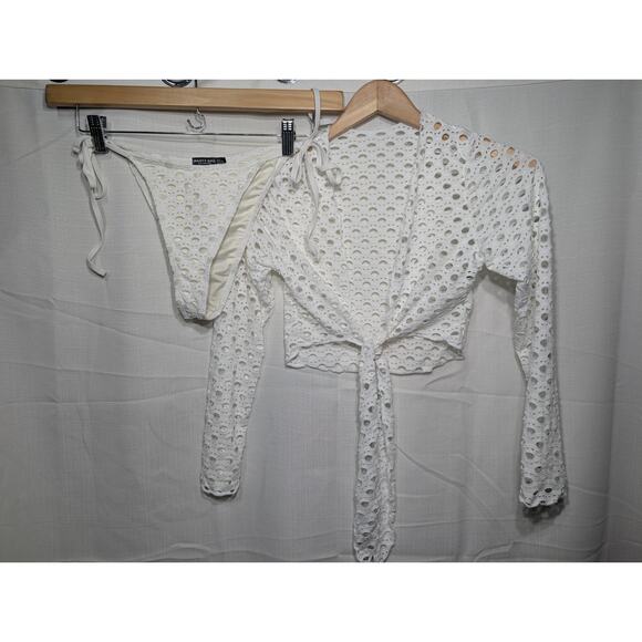 Nasty Gal Womens Swim Set US 2 String Bottoms And Swim Cover Top Coastal Beach - Picture 2 of 7